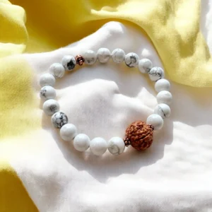 PEACE | Rudraksha Bracelet with Howlite Mala