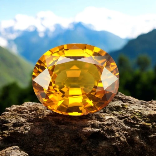 Yellow Sapphire (Pukhraj) on mountain